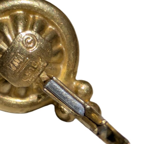 Rare Temple St. Clair 22k Gold Pearl Granulation Earrings Vintage 916 Estate - Picture 6 of 9